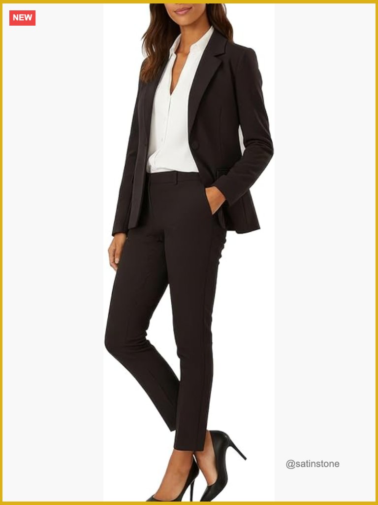 Two Piece Business Suit Set With 4-Way Stretch Blazer And Pants